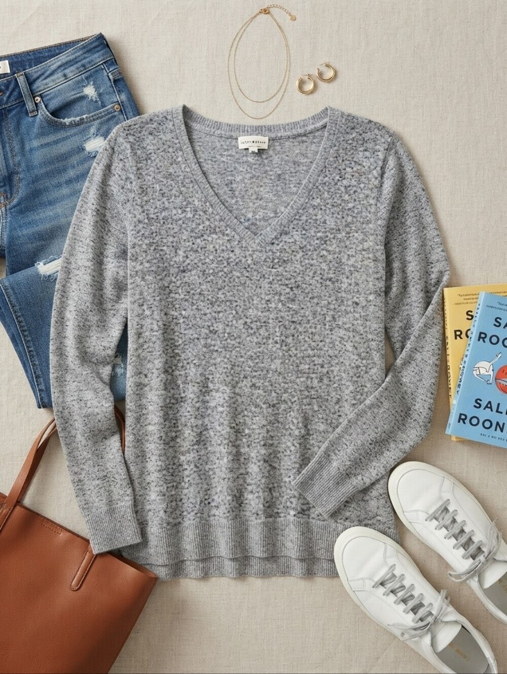 Lucky Brand Gray V-Neck Sweater